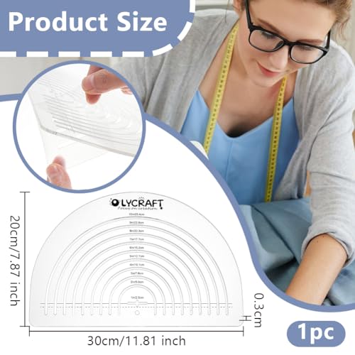 Règle de couture multifonctionnelle OLYCRAFT, acrylique transparent avec courbes de coupe