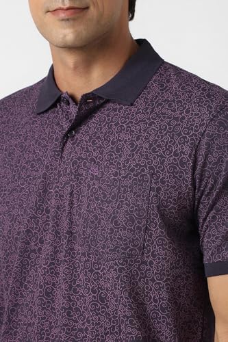 Image of Peter England Men's Cotton Abstract Floral Print Polo T-Shirt - Casual Wear | Stylish & Breathable