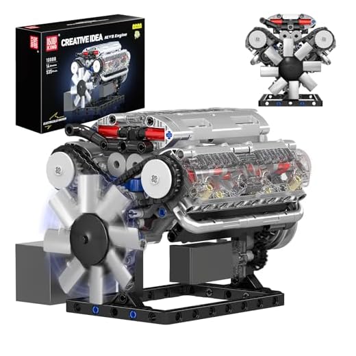 Mould King Visible V-8 Engine Building Blocks V8 Motor Model Building Toys, V8 Combustion Engine Building Sets, Creative STEM Toys Engine Building Kit for Adults Kids 14+(535PCS)