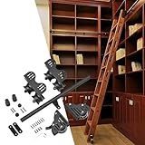 Rollbare Bibliotheksleiter, komplettes Set mit Gleitschiene und bremsbaren Bodenrollen, für Küche, Dachboden, Lagerhallen, Buchhandlung (ohne Leiter)(Non-telescopic,732cm Gleisbausatz)
