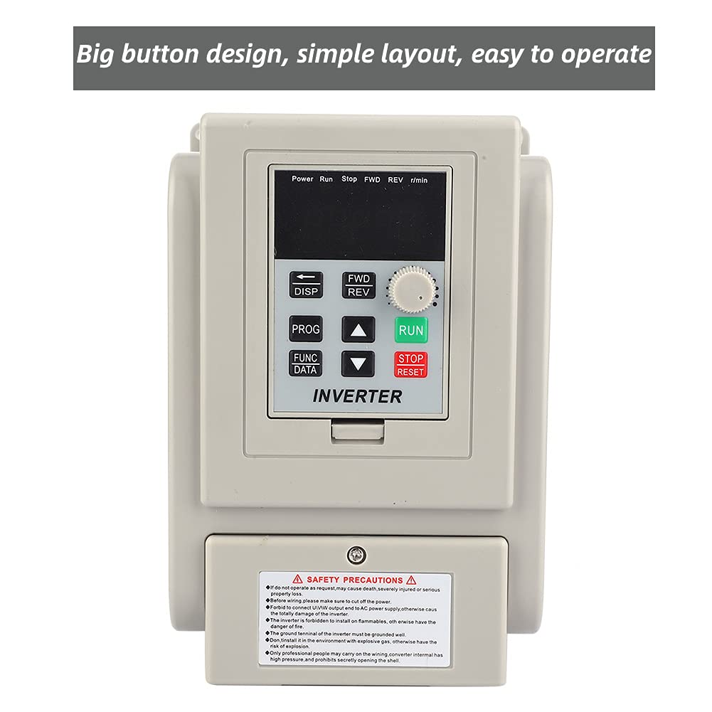 Controlador de velocidad VFD, variador de frecuencia variable de 220 V CA Controlador de velocidad VFD Entrada monofásica Salida monofásica Salida 2.2KW Modo de regulación de voltaje de salida: contro