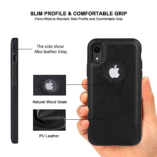 AIOVETEAB Case for iPhone XR 6.1-Inch, Premium Leather TPU Hybrid Case Cover (Black) by AIOVETEAB - Used condition - Image 3