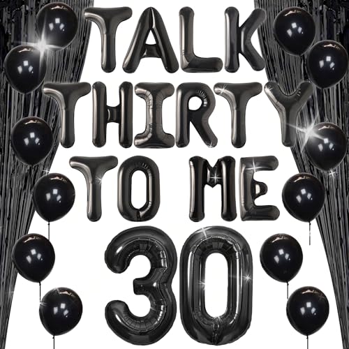 LaVenty Black Talk 30 to Me Balloons Talk 30 to Me Birthday Decoration Talk Thirty To Me Backdrop Talk Thirty To Me Banner 30th Birthday Decoration Dirty 30 Birthday Decoration