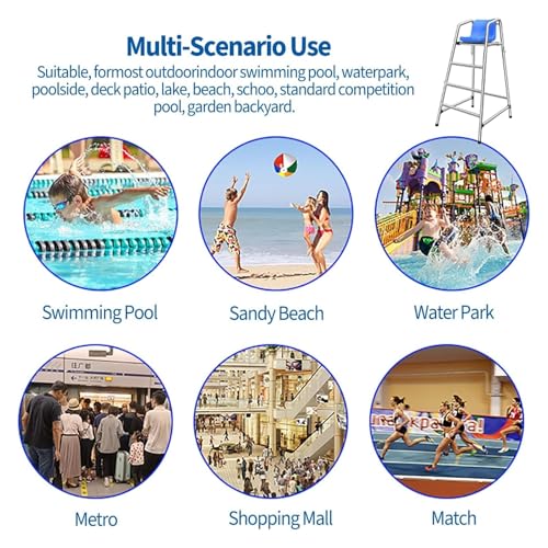Silla alta para salvavidas de piscina en acero inoxidable miniatura 6