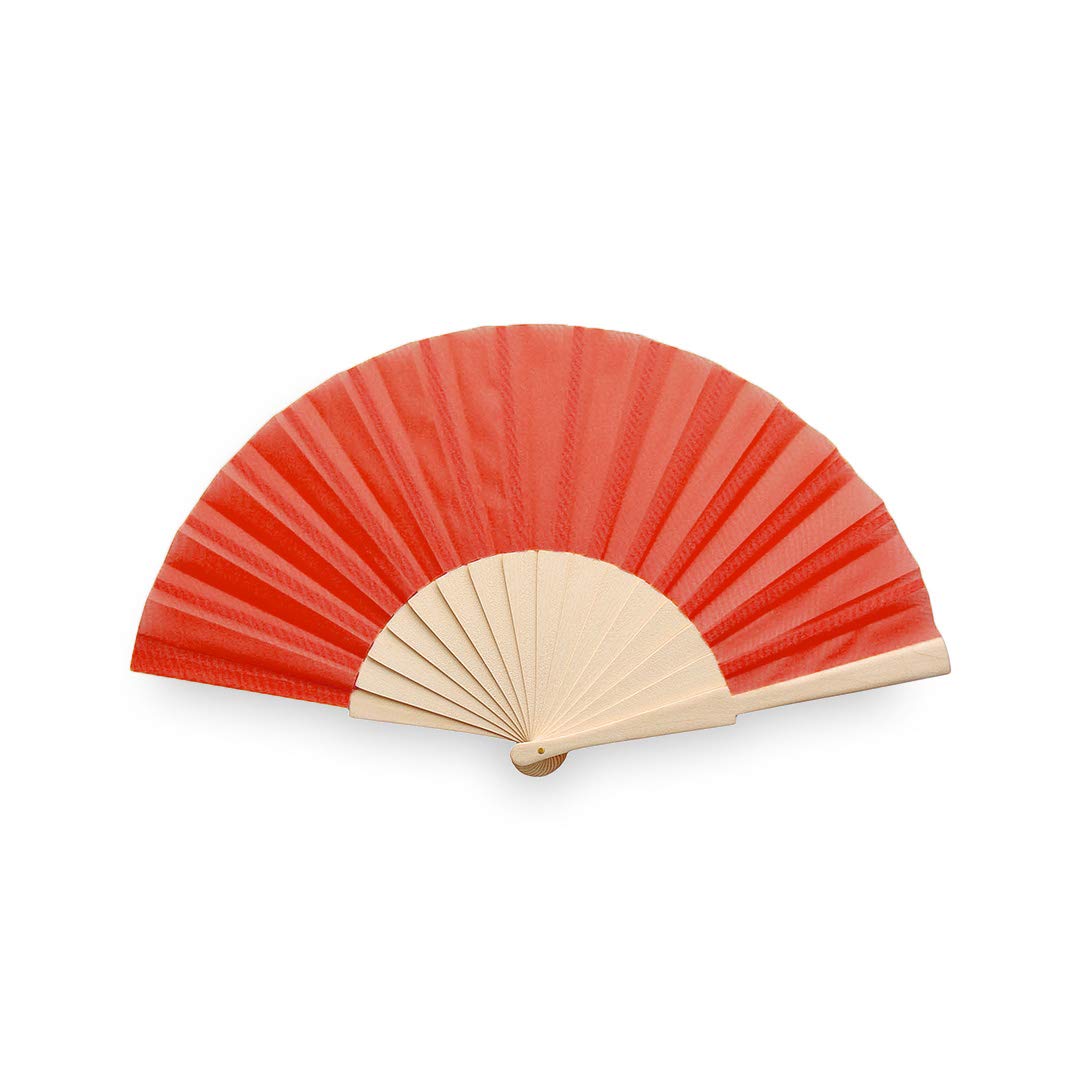 eBuyGB Folding Handheld Fan, Wooden Hand Fan, Wedding Party Accessory, Pocket Sized Fan for Wedding Gift, Party Favours, Summer Holidays, Mini Travel Fan Home Décor - Red (Pack of 10)