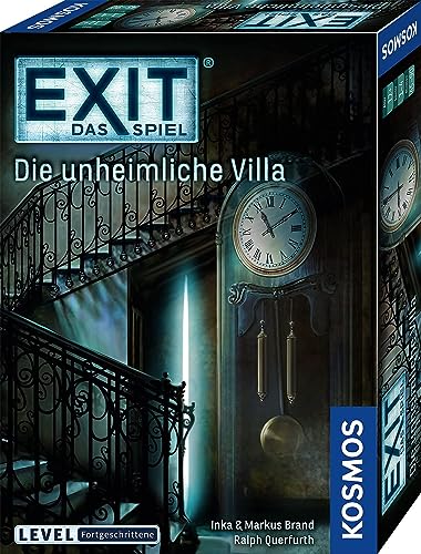 KOSMOS 694036 EXIT - Das Spiel - Die unheimliche Villa, Level: Fortgeschrittene, Escape Room Spiel, EXIT Game für 1-4 Spieler ab 12 Jahre, EIN einmaliges Gesellschaftsspiel