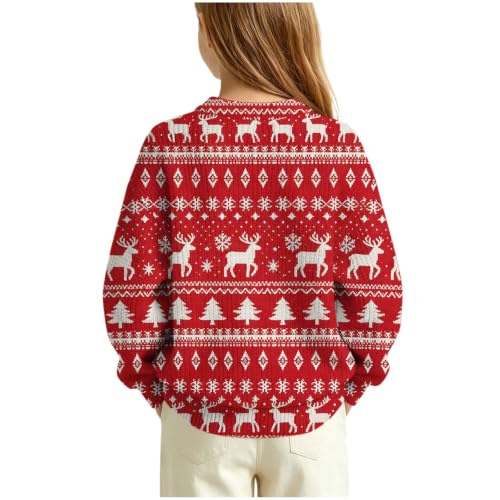 Girls Crewneck Christmas Sweater Long Sleeve Sweaters Winter Xmas Tops | Girls Christmas Crew Neck Sweater, Drop Shoulder Loose Fit Sweaters, Ribbed Cuff, Soft Knit Jumper Top, Winter Clothes - image 4