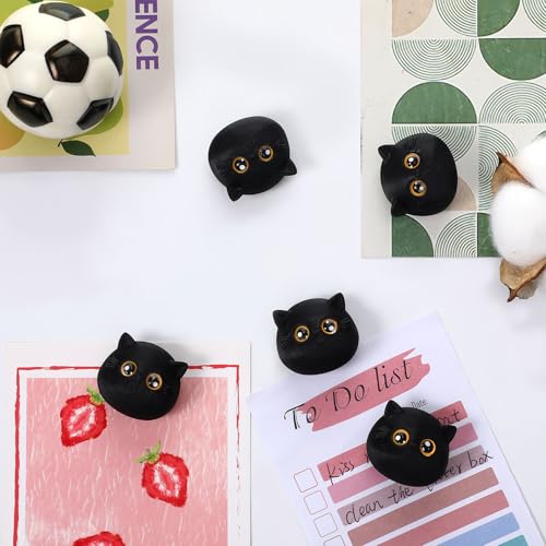 5 imanes decorativos para refrigerador diseño gato negro miniatura 5