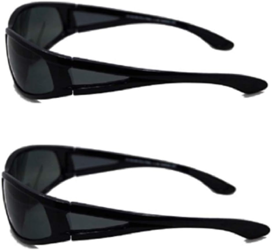 2 Pair Sports Wrap Around Nearly Invisible Line Bifocal Reading Glasses Sunglasses (Black/Black, 2, multiplier_x)