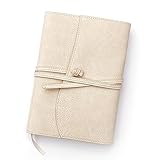 Bekah Rose Leather Journal for Women Refillable Faux Leather Cover with A5 Lay-flat Bound Journals | Personal Wrap Style Notebook Diary for Women (Ivory White 6x8, Lined Paper)