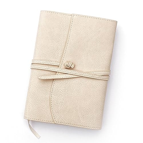 Bekah Rose Leather Journal for Women Refillable Faux Leather Cover with A5 Lay-flat Bound Journals | Personal Wrap Style Notebook Diary for Women (Ivory White 6x8, Lined Paper)