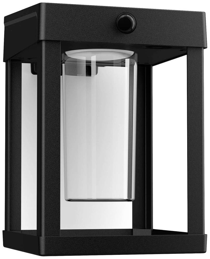 Philips Lighting Camill UltraEfficient Outdoor Solar wall Light, Square, 1.4W, 3000K, Black, Clear, Motion Sensor, IP44 Weatherproof