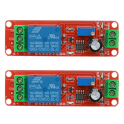 ARCELI 2 piezas NE555 12V CC ajustable 0-10 segundo temporizador reflujo módulo de interruptor Compatible con Arduino Raspberry Pi
