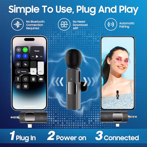 Yfixqnsu K15 Professional Wireless Lavalier Mini Microphone - 3 In 1 Microphone For Iphone/ Android/Camera, Cordless Lapel Mic With Omnidirectional Condenser Recording, Hd Sound Quality thumb #6