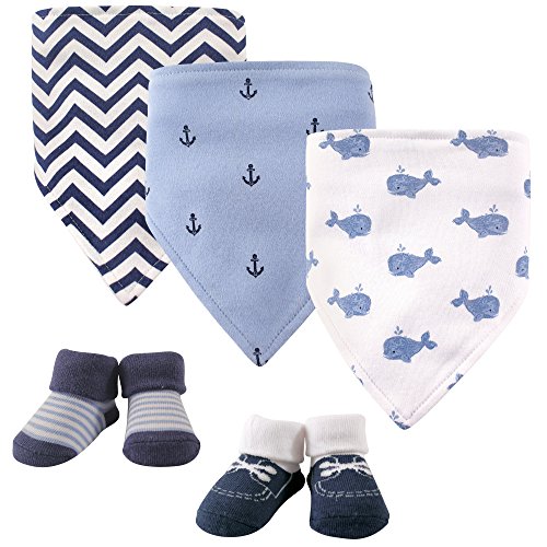 Image of Hudson Baby Unisex Baby Cotton Bib and Sock Set, Whale, One Size