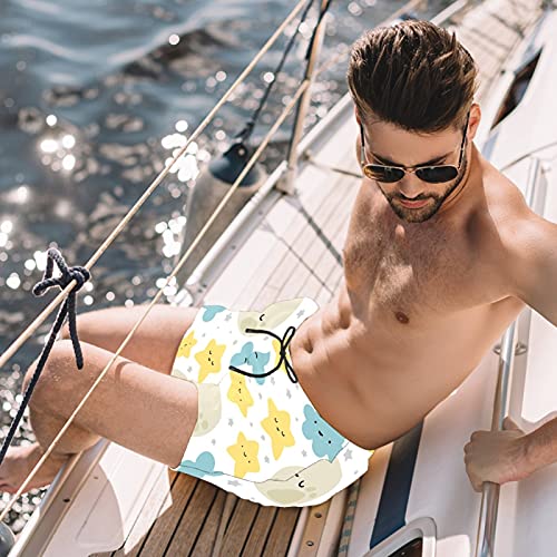 Short de bain lune nuage étoiles de qualité supérieure avec filet - 2