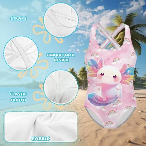 Image of Xpyiqun Swimsuit for Girls One Piece Bathing Suits Size 5-14 Sleeveless Swimwear Cross Shoulder Strap Swimming Wear