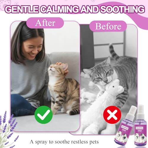 YOLONCE 2Pcs*60ml Classic Spray, Haustier Spray, Entspannungsspray, KatzenSpray, Beruhigendes Haustier, Lindert Ängste Stress, Umgebungsspray Für zusätzliche Entpannung, Zuhause und auf Reisen
