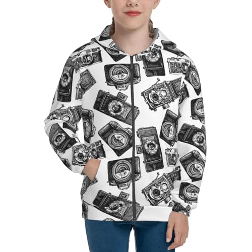Photo Cameras Kids Pullover Hoodies Boys Zip Up Sweatshirts Girls Athletic Clothes with Pocket3