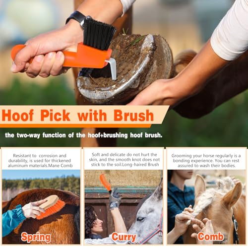 Abbylike Kit de 12 peças de cuidados com cavalos para festivais de corrida, conjunto de escovas para