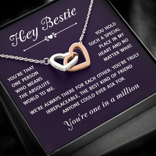 Best Friend Necklace from Bestie With Heartfelt Message & Elegant Box Birthday Graduation Wedding Long Distance Friendship Gifts for Women Jewelry Idea For 2 BFF2