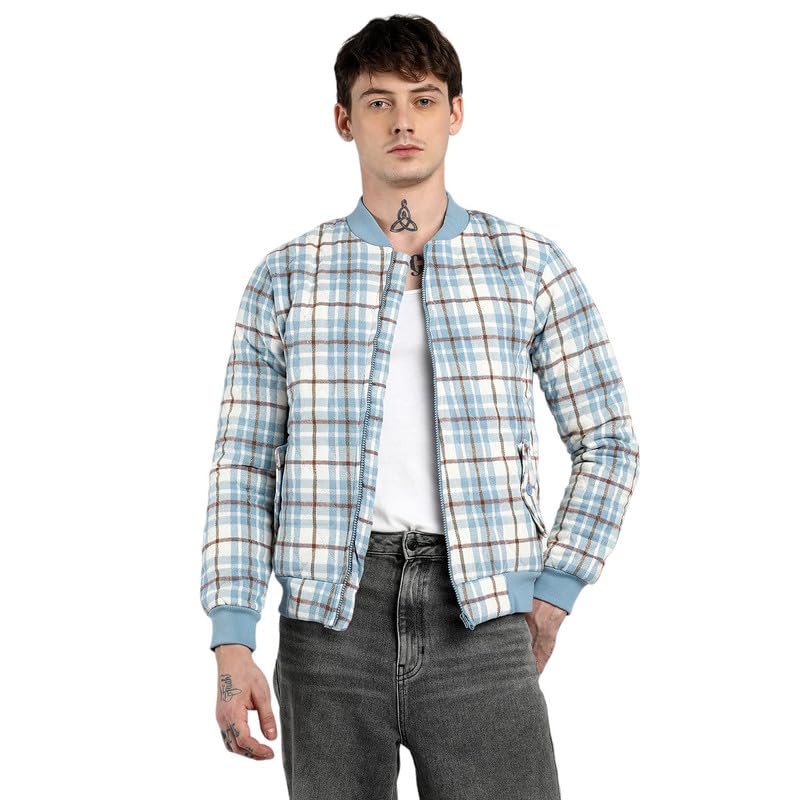 cahoot Men's Tartan Plaid Bomber Jacket For Casual Wear | Baseball Collar | Long Sleeve | Zipper Closure | Jacket Crafted With Comfort Fit For Everyday Wear-picture-50
