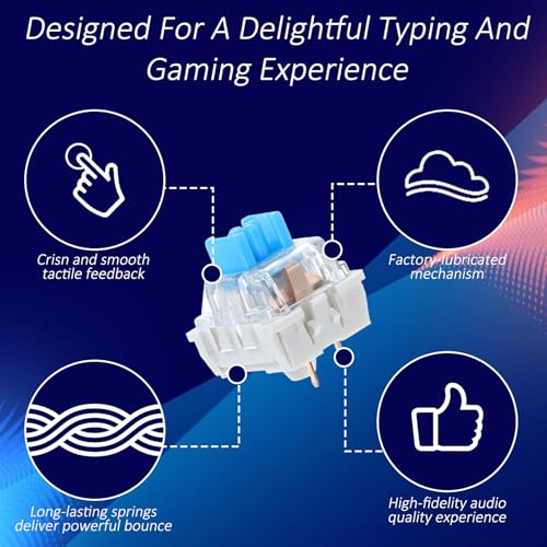 Qianyu 50 Stück Transparente Blaue Achse Switches Mechanische Tastatur-Klicker 3 Polige Tastaturschalter Staubdichte Schalter für Gaming-Tastaturen Präzises Tippen