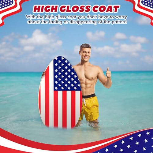 WinnerWhy 35 Inch Skim Board with High Gloss Coat Wooden Skimboard Lightweight Wood Body for Beach Beginners, Teenagers, and Adults (American Flag) - Thumbnail 6