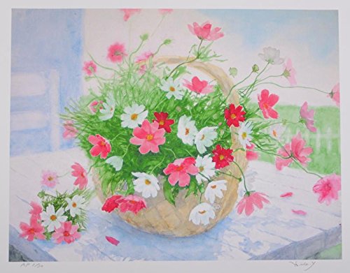 油絵 コスモスの花 花束 額縁 油絵 コスモスの花 花束 額縁 油絵 コスモスの花 花束 額縁