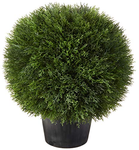Silk D cor Cedar Ball Topiary in Pot, 20-Inch, Green