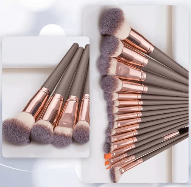 Roslet Makeup Brush Set 16 Pcs Professional Make Up Brushes Tool Premium Synthetic Contour Brushes Foundation Powder Blush Blending Concealers Eyeliner Eyebrow Eyeshadow Lip Brush Kit (Brown)-image-6