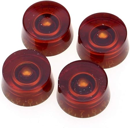 Musiclily Proミリ規格 18スプラインアジア輸入ギターベーススプリットシャフトポット用スピードノブ、アンバー (4個セット)