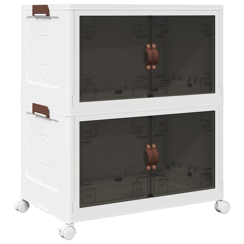 Caja de almacenamiento apilable sobre ruedas 2 pisos 75 L 64 x 40 x 76 cm