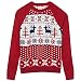 Blueberry Pet Men's Women's Ugly Christmas Reindeer Pullover Sweater in Tango Red & Navy Blue , Small