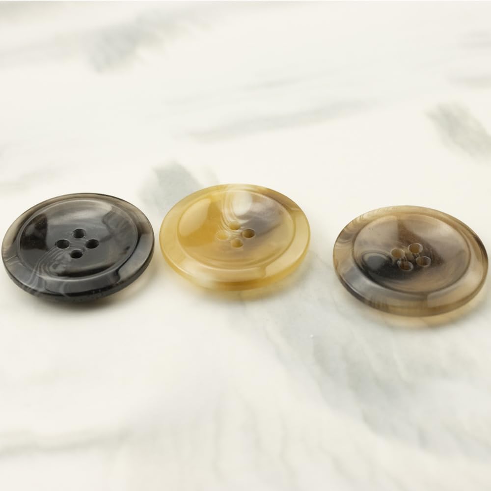 ZOAPDEBCEBoutons de bricolage, 20 pièces 15-30MM jaune clair 4 trous boutons de costume boutons de couture en résine for vêtements pardessus boutons artisanaux grands boutons ronds plats(Chocolate Col