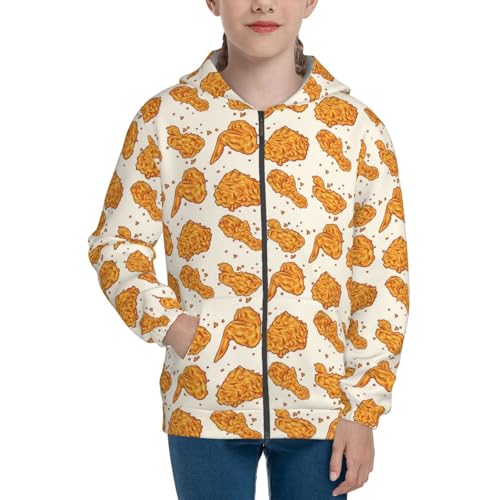 Crispy Fried Chicken Kids Pullover Hoodies Boys Zip Up Sweatshirts Girls Athletic Clothes with Pocket3