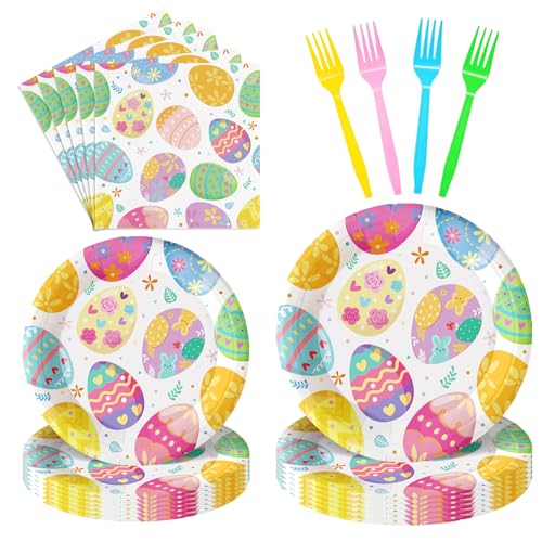 JLCFUTURE 96Pcs Easter Decorations Egg Paper Plates and Napkins Easter Day Party Supplies Eggs Plates Spring Birthday Party Holiday Celebration Disposable Eggs Dinnerware, Serves 24 Guest JLCFUTURE 96Pcs Easter Decorations Egg Paper Plates and Napkins Easter Day Party Supplies Eggs Plates Spring Birthday Party Holiday Celebration Disposable Eggs Dinnerware, Serves 24 Guest