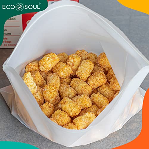 Eco Soul 100% Compostable Gallon Bags [40 Counts][11.5"X10.6"] Resealable Bags, Freezer Bags, Eco-Friendly Zip Bags, Leakproof Bags, Biodegradable Bags For Food #TOP3