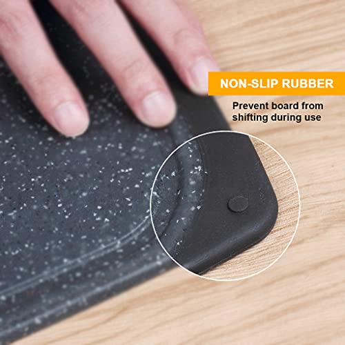 Chopping Board Set,3PCS Plastic Chopping Boards for Kitchen Non-Slip Cutting Boards with Grip Handle Juice Grooves Grinding Groove Large Chopping Boards for Meat Vegetables Fruits (Black) - Image 6