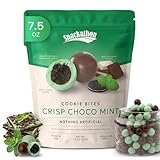 Snackathon Crisp Choco Mint Cookie Bites, 7.5 oz Resealable Snack Pack, Mint White and Dark Chocolate Covered Cookie Bite, Grocery Cookies for Parties, Snack Bag & Sharing, Made in USA