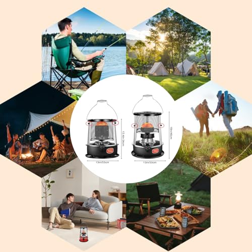 Calentador de queroseno, calefacción envolvente de 360° para uso en interiores y exteriores, calentador de estufa de parafina de 4,5 L para camping y calefacción del hogar