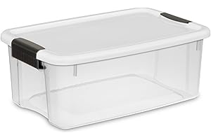 Sterilite Ultra Latch Box 16 x 18 Clear Stackable Storage Bin with...