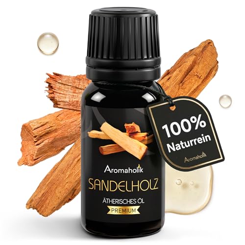 Aromaholik Sandelholzöl BIO 100% naturrein – Ätherische Öle für Diffuser & Aroma Diffuser – Zertifiziertes ätherisches Öl aus Indien – Sandalwood Essential Oils 10ml für Sauna & Massage