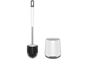 Flexible Silicone Toilet Bowl Cleaner Brush with Storage