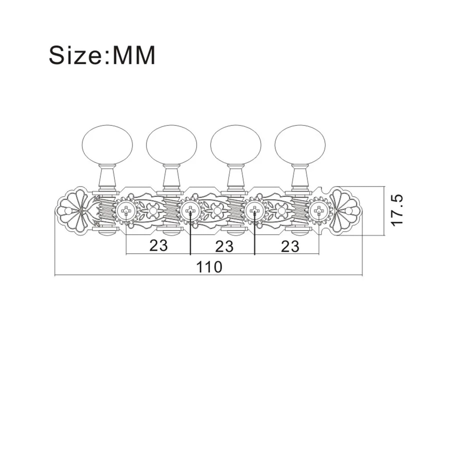 Stimmschlüssel for Mandoline, Mechaniken, Stimmwirbel, for Instrumente, vergoldet/vernickelt(Gold 1R1L)