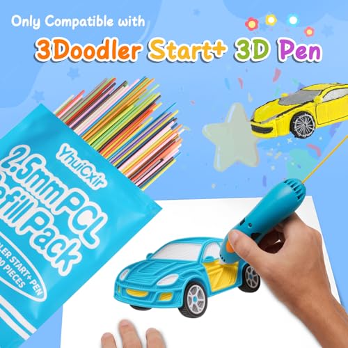 Image of 300 Pieces 3D Pen Refills Pack for 3Doodler Start+ Pen 15 Colors 2.5 mm Low Temperature 3D Pencil PCL Filaments Not Compatible with Other 3D Printing Pens