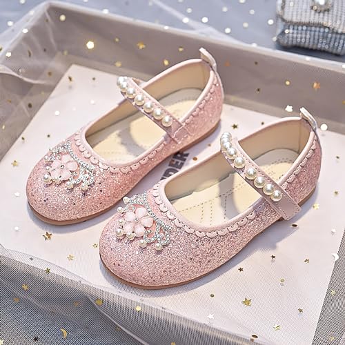 IWIHMIV Toddler Girls Flat Mary Jane Flower Girl Dress Shoes Lightweight Comfortable Non Slip School Wedding Party Shoes2