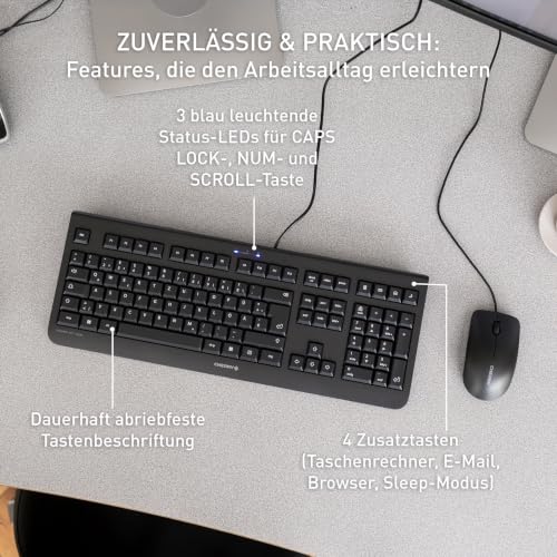 CHERRY KC 1000, Kabelgebundene Office-Tastatur, Deutsch QWERTZ, Schwarz – Ansicht 5