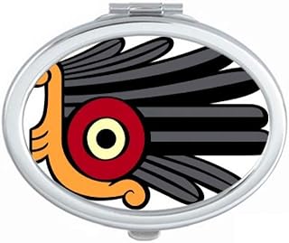 Indian Art Drawing Feather Headdress Mirror Portable Fold Hand Makeup Double Side Glasses