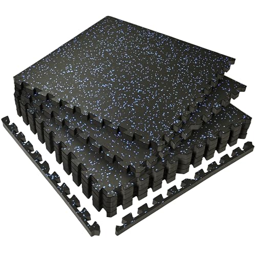Image of SUPERJARE 0.56'' Thick 24 Sq Ft Rubber Top Gym Flooring for Home Gym